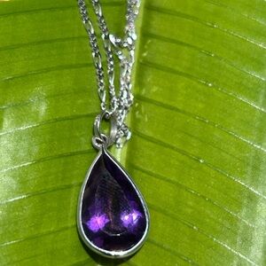 H. Stern 18K white gold 4 CTW amethyst teardrop pendant 14k White gold necklace